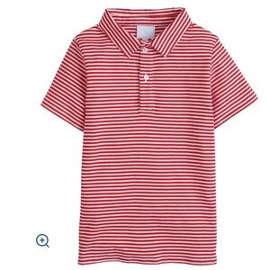 Little English Boys’ Red & White Striped Polo